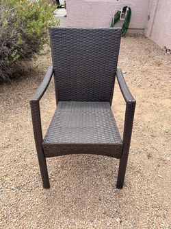 Dark Brown Faux Wicker Patio Outdoor Chair