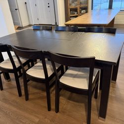 West Elm Dining Table W/ Extension and 6 Chairs 
