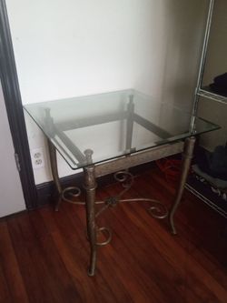 BEVELED GLASS TABLE W ORNATE BASE  (Dets Below) ⏬⏬⏬