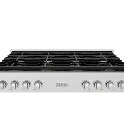 48 in. Paramount Gas Rangetop with 8 Burners and Porcelain Cooktop in Satin Stainless Steel