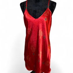 Vintage Jaclyn Smith Intimates Red Pattern Slip Dress Size Large