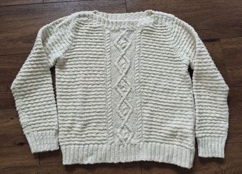 Jones New York Sport Petite Fishermen Sweater Ivory Oatmeal Women's Sz PS