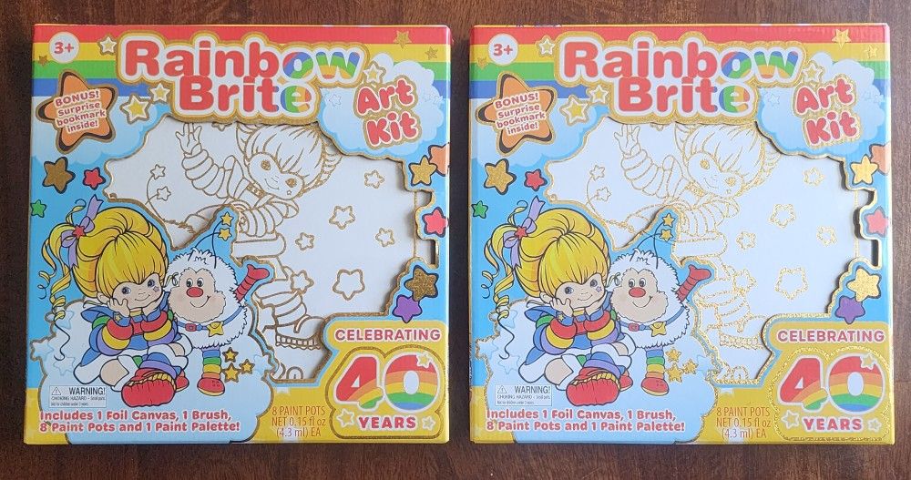 Lot of 2 - Rainbow Brite Art Kit Paint Your own Foil Canvas - NEW!