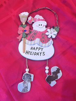 Wooden Santa Hanging Decoration - Christmas Wall or Door Ornament