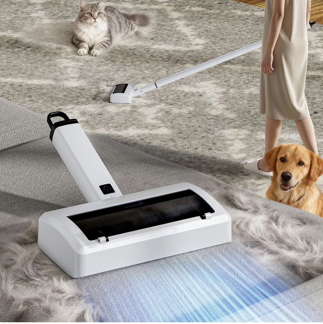 Electric Carpet Rake for Pet Hair Removal,Pet Hair Removal Tool & Car Detailing Dog Hair Remover for Car, Couch Furniture,Reusable Pet Fur Remover Lin