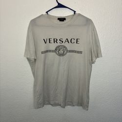 Versace Medusa Logo & Greca Stripe Tee Shirt White (Tie Dyed) Size XL (Fits Small)