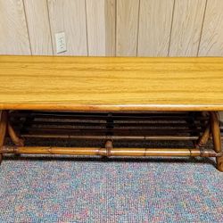 Mid Century Vintage Bamboo Rattan Formica Top Tiki Coffee  Table
