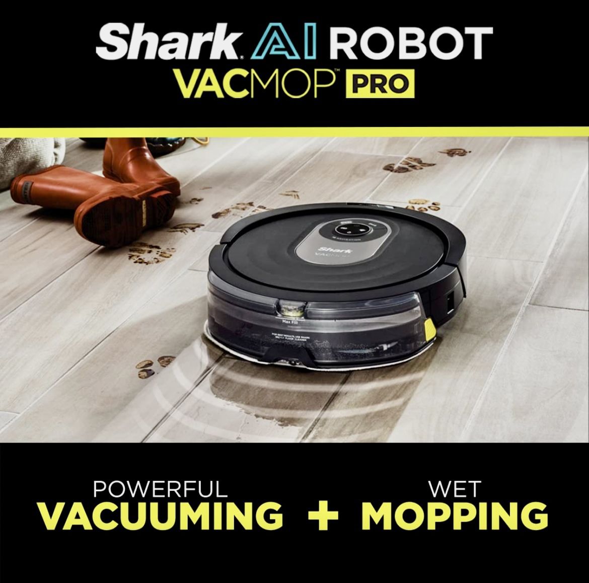 Shark Al Robot Vacuum & Mop with Self-Cleaning Brushroll for Floors, Carpet Black/Silver (RV2001WD) With LiDAR Navigation 🆕👍Retails $313.50