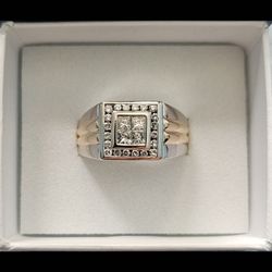 14k Gold And Diamond Men Ring,size 13.