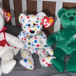 All 3 - 1994 Valentines, 2000 TY 2k, + 1997 Erin Beanie babies 
