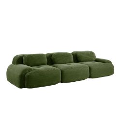 Homy Casa 3-Seat Modular Corduroy Sofa "Olive Green" for Living Room, Bedroom, or Office