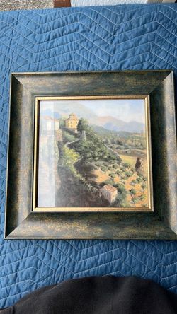 This framed Italian landscape art print appears to be a decorative reproduction piece by artist Jill McGannon