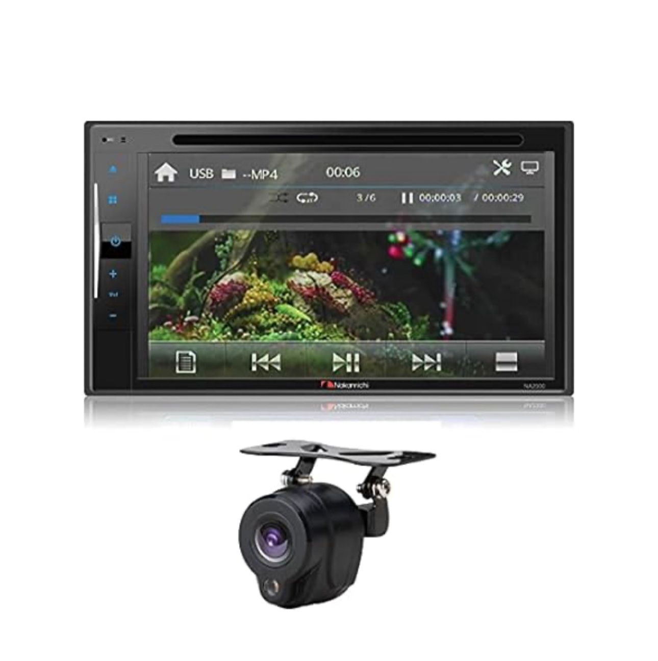 (Bundle) Nakamichi 2-DIN 6.2” Capacitive Screen with DVD Player (NA3020) + Nakamichi Wide Angle Backup Camera with Trajectory Tracks (NC5L)