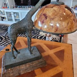 Beautiful One Of A Kind Giraffe Lamp, Stone,/Metal