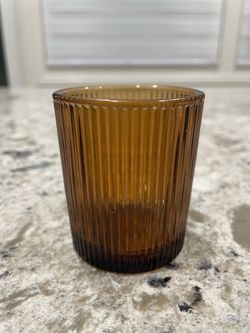 Amber Ribbed Glass votive candle