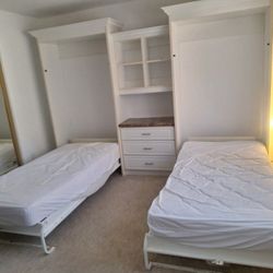 Murphy Bed whit Shelving Unit and  Drawers, Twin & Twin
