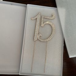 15 Cake Topper - Premium Rose Gold Metal - 15th Birthday or Anniversary Party 