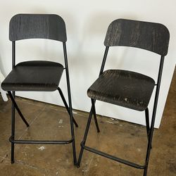 Three Black Bar Stools