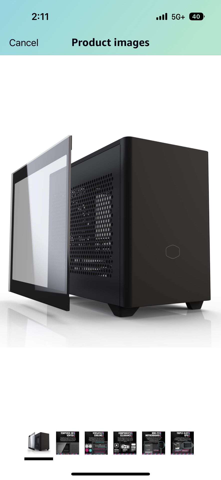 Cooler Master NR200P SFF Small Form Factor Mini-ITX Case, Tempered Glass or Vented Panel, Vertical Mounting GPU, PCI Riser C