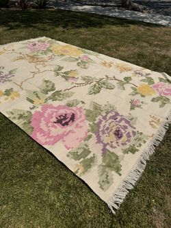 100% Wool Reversible Gorgeous Floral Rug 