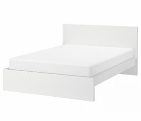 MALM Bed frame, white/Luröy, Queen