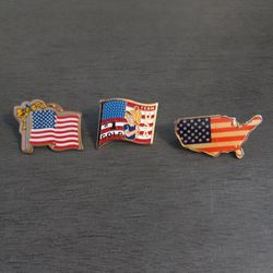 Vntg 3 U.S.A. Collectors Pin Lot