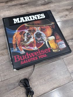 Vintage marines Budweiser light up sign