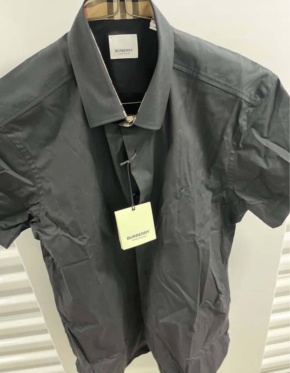 BURBERRY Embroidered Ekd Stretch Cotton Shirt