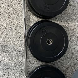 Olympic Barbell + Bumper Plates 