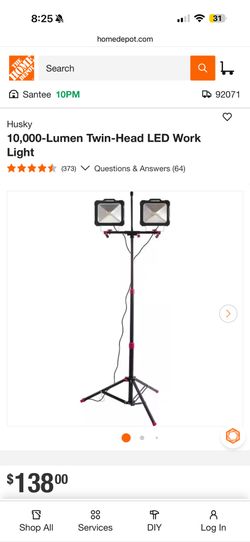 Husky 10,000-Lumen Twin-Head LED Work Light