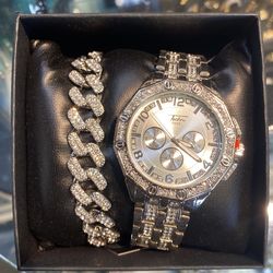 Techno Pave Watch & Bracelet Set