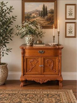 Single Vintage Solid Wood Nightstand