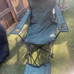 silla plegable de camping o playa, de color verde oscuro