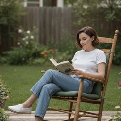 Vintage Wooden Rocking Chair with Cushions – Needs Repair