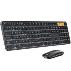 ProtoArc Backlit Bluetooth Keyboard and Mouse for Mac, KM100-A Multi-Device Wireless Keyboard Mouse for Mac, Full Size Rechargeable for MacBook Pro/Ai