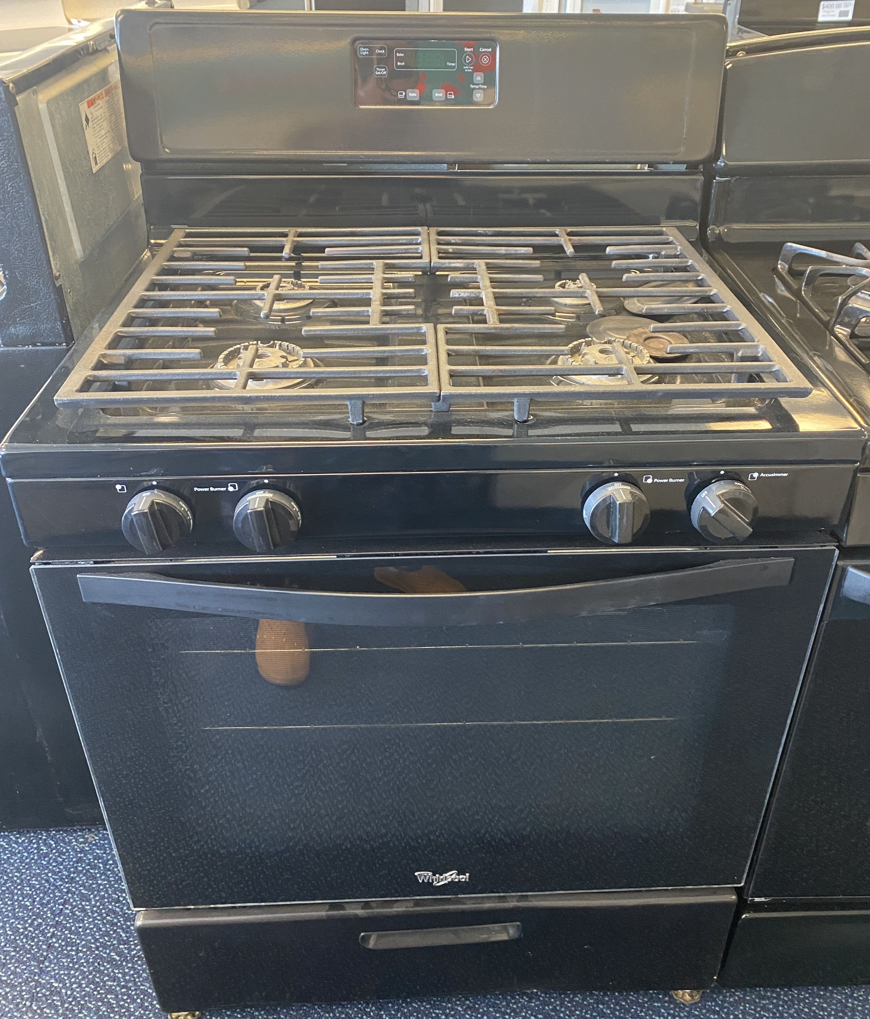 Black Whirlpool Four Burner Gas Range (3-0017)
