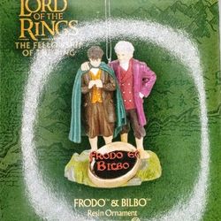 2001  (The Lord Of The Rings Fardo & Bilbo Baggins) Resin Ornament Lotr Dept 56 