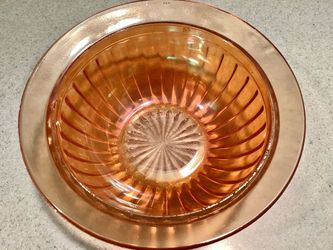 1940s Carnival Glass Mixing  / Serving Bowl Orange Marigold Amber Iridescent Luster