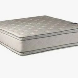 Double Pillow Top Twin Mattress, Box Spring and Metal Frame $60! 