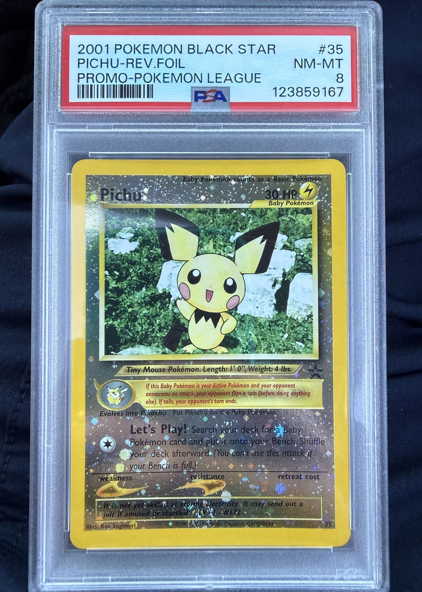 Pichu Black Star Promo 2001 PSA 8