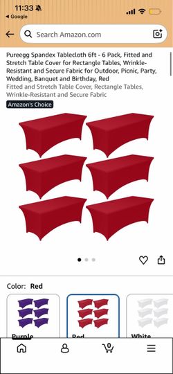 6 pack Red Spandex Rectangular 6’ long x 2.5’ wide Table Covers