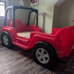 Red Jeep Wrangler Twin Bed - Good Condition, Working Lights & Hypoallergenic Mattress!