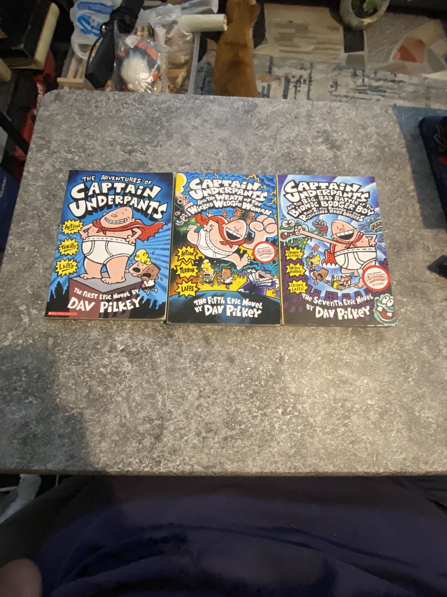 Lot of 3 Captain Underpants Paperback Books, Kids books by Dav Pilkey.