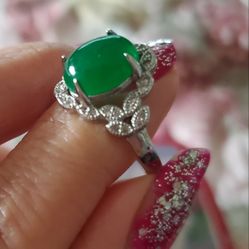 S925 Jade Ring Size 7.5