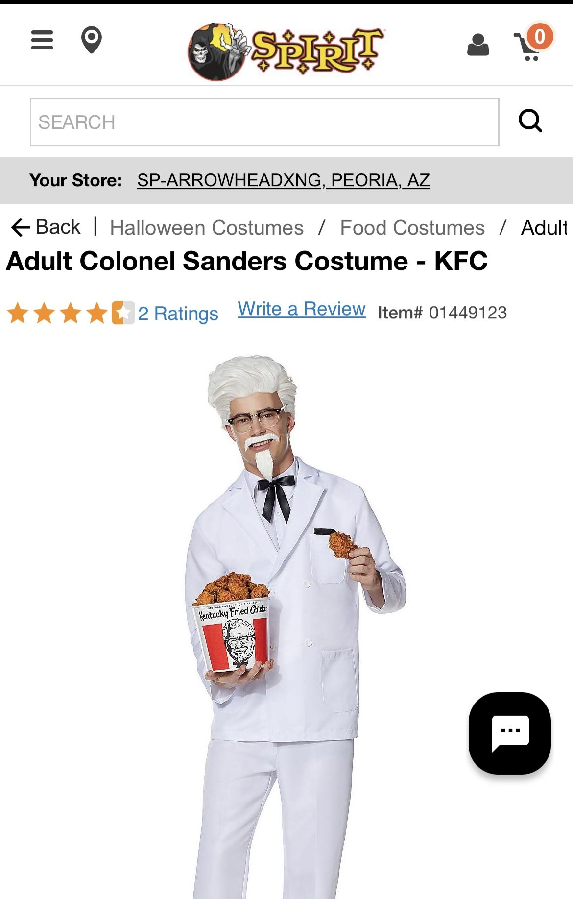Men’s Halloween Costume Size large KFC COLONEL SANDERS NEW