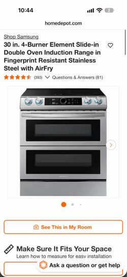 Samsung 30" 6.3 cu. Ft. Smart Induction Slide-in True Convection Range with Air Fry