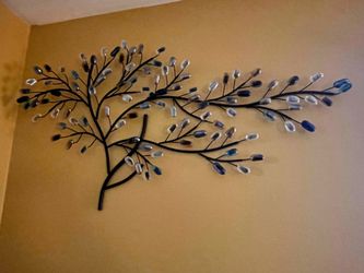 Modern Metal Tree Wall Art with Multicolor PVC-Glass Accents