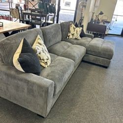 Gray Corduroy Sectional Couch
