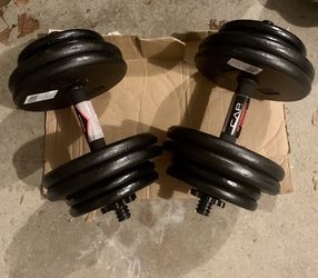 125 Pound CAP Adjustable Dumbbell Weight Set (Standard 1” Pancake Plates) (62.5lbs Each Dumbbell)