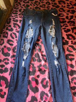 VIP Jeans Dark Wash Distressed Skinny Jeans